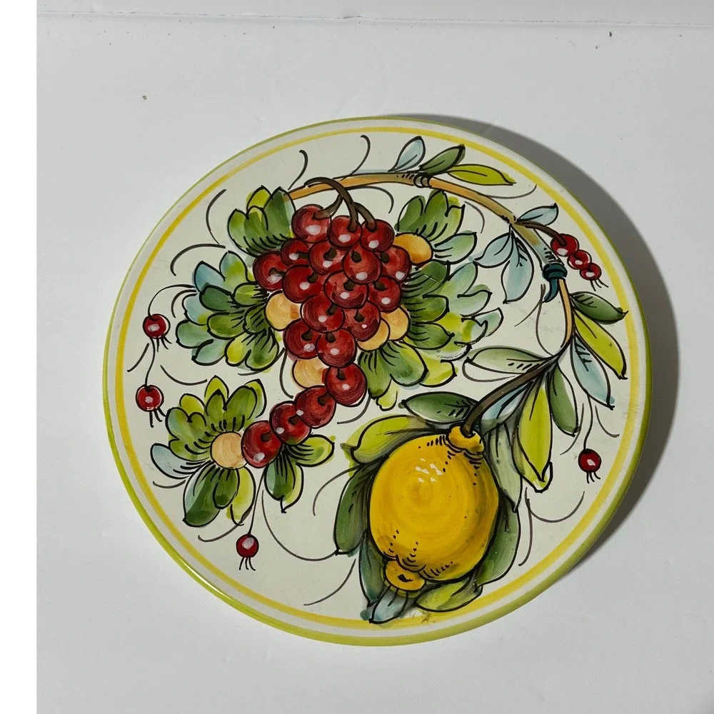 Abbiamo Tutto Italian Ceramic Decorative platter serving dish Fruit Lemon Grape